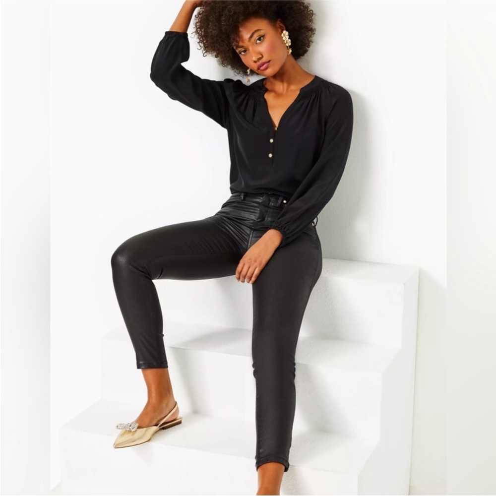 NWT Lilly Pulitzer 29" Eagan High-Rise Stretch Coated Jean in Black